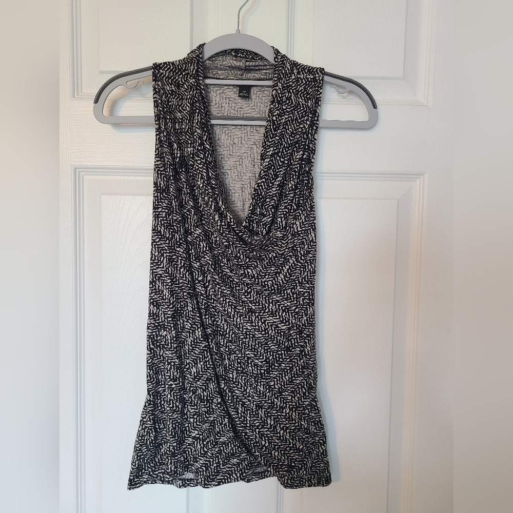 Black and White Sleeveless Top